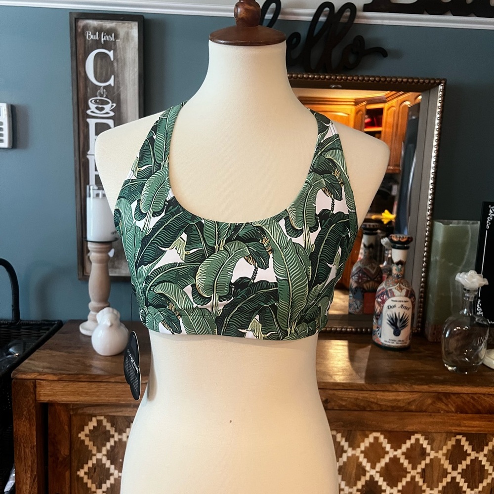 Tropical Leaf Print Women's Bralette
